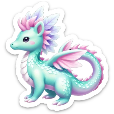 Shiny Sparkly beautiful gorgeous ethereal Scaley Exotic Shaymin-Aurorus-Dragonair-Fakémon-hybrid-creature (full body) sticker