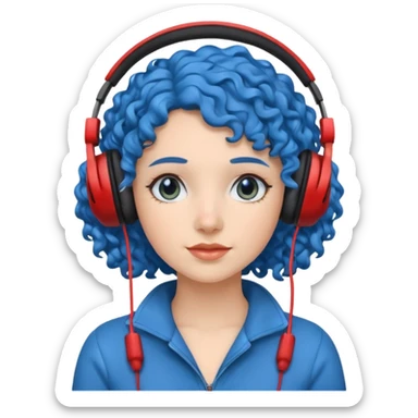blue curly haired woman with headphone sticker
