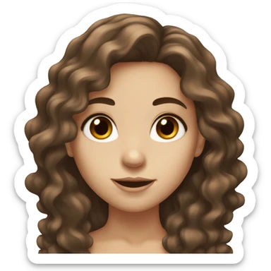 Girl with long wavy brown hair and big brown eyes with long lashes. white skin sticker
