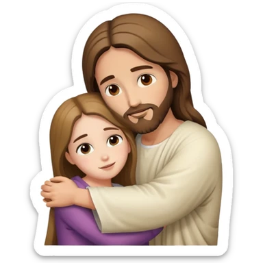 Jesus hugs a girl sticker