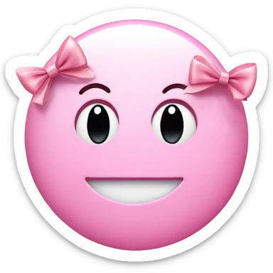 Light pink smiley with two little bows and eyelashes  sticker