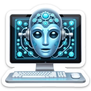 AI webflow on a computer - really complicated sticker