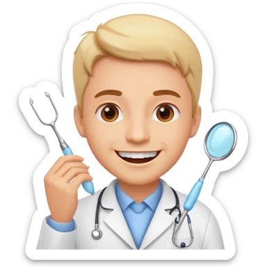 dentist, white coat, cheerful sticker