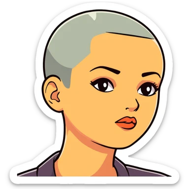 confident woman with buzz cut sticker