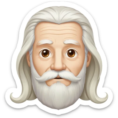 God, elderly man with flowing white hair, long beard and white mustache, heavenly sticker