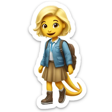 Cute blonde dinosaur going to school sticker