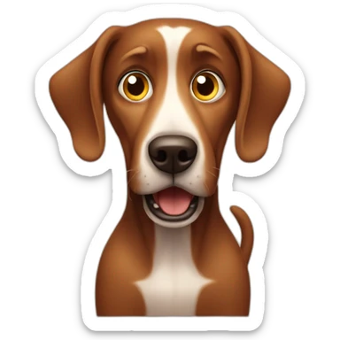 Brown dog scared of a cellphone sticker