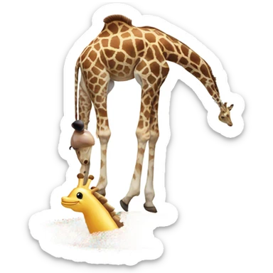 A giraffe on top of a dolphin in a sea of sprinkles  sticker
