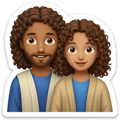 Jesus y una niña morena y crespa  sticker
