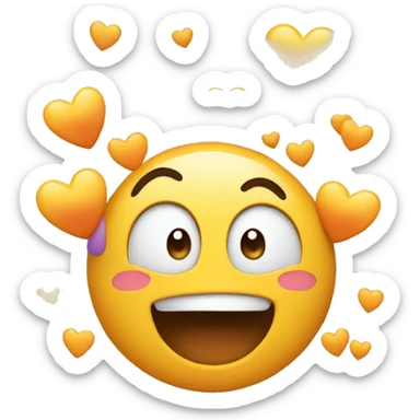 Excited face with hearts sticker