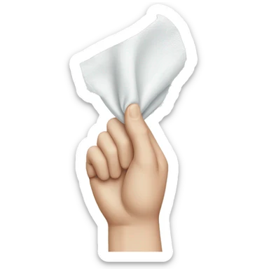 Pale hand holding a tissue sticker