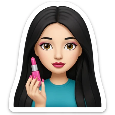 latina girl with straight long hair thats black memoji with nail no lipstick thats a baddie with lashes sticker