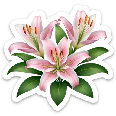 Pink and white lilies sticker
