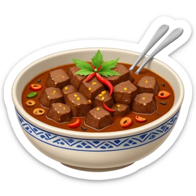a bowl of beef rendang sticker