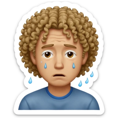 man crying with curly hair sticker