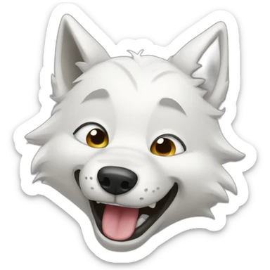 White wolf giggling sticker