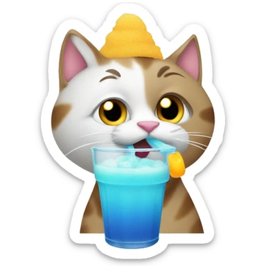 Cat drinking slushy  sticker