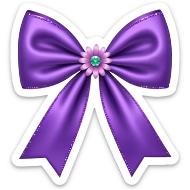 purple flower bow with glitter sticker