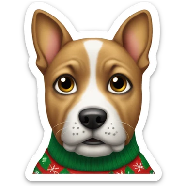 dog wearing an ugly christmas sweater  sticker