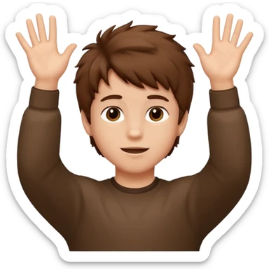 boy with fluffy hair moving hands up and down sticker