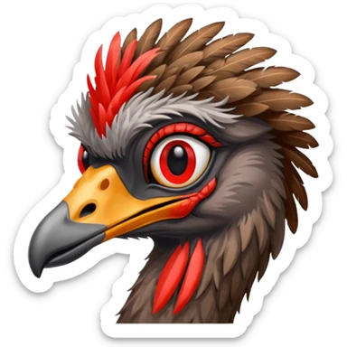 Emu head and neck with red eyes sticker