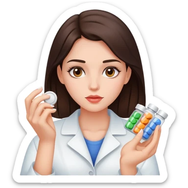 Beautiful brunette girl taking pills  sticker