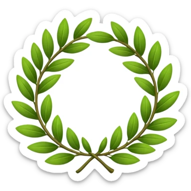 A stylized laurel wreath with thicker, cartoon-like leaves. sticker