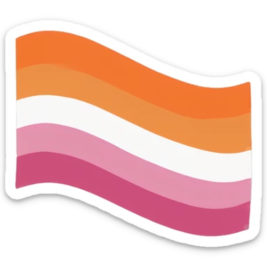 lesbian pride flag with seven horizontal stripes: dark orange, orange, light orange, white, pink, dusty pink, and dark rose. sticker