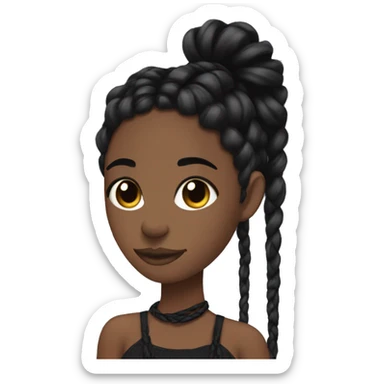 Black girl with black braids tied up. Aesthetic with a clean girl mask, doing her self-care. sticker