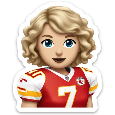 Taylor swift wearing a Kansas City chiefs jersey, in the number 87 sticker