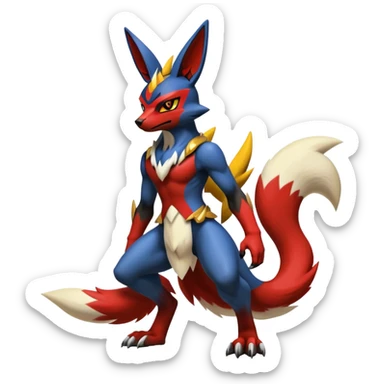 Badass black and red Lucario-Renamon-hybrid, full body sticker