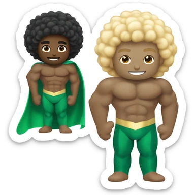Afro Light-skinned shirtless teenager while swimming in the green superhero costume of Prince Namor. sticker