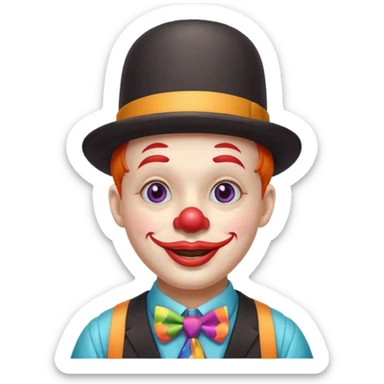 Clown in bowler hat & tie sticker