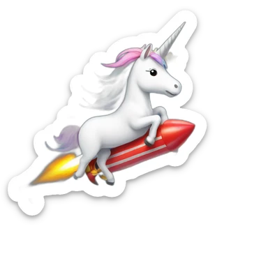 unicorn riding a rocket sticker