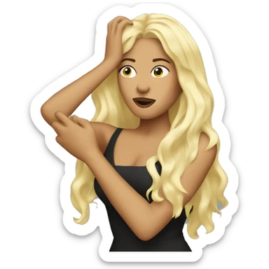 Blonde singer holding heat over her head  sticker