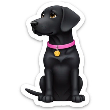 Black lab with pink collar sticker