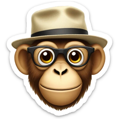 Monkey with hat and glasses  sticker