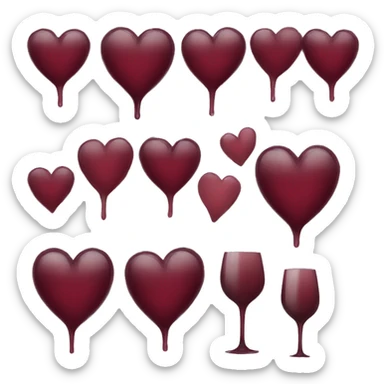 heart color wine red sticker