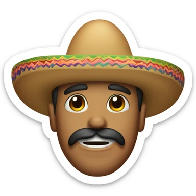 Mexican with sombrero and mustache   sticker