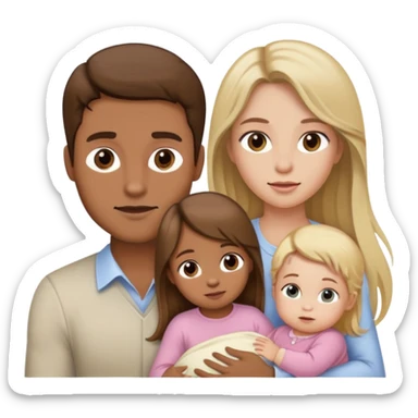 Brown hair man, long Brown hair woman, blonde baby girl  sticker