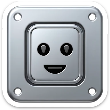 A futuristic microchip emoji made of polished silver chrome, minimal circuit details, smooth metallic surface, soft lighting, iOS emoji style, centered, clean white background sticker