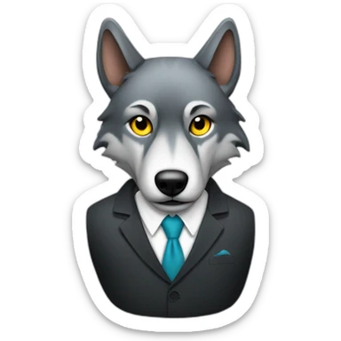 wolf with dollar sign as the eyes while wearing a suit sticker