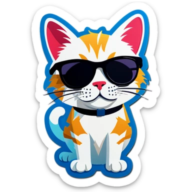 Cat with sunglasses sticker