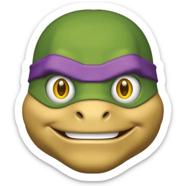 Donatello from Teenage Mutant Ninja Turtles, emoji style, head only, with a yellow hacking interface on the screen sticker