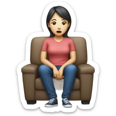 A Korean woman watching TV with a blank expression. sticker