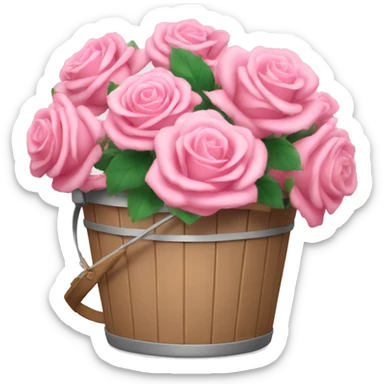 Pink roses bucket  sticker