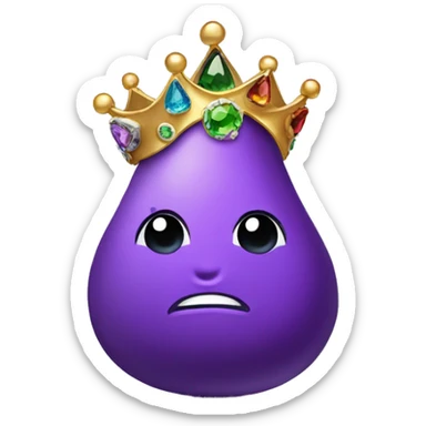 A pear with a purple robe with each gem having enough detail to make a rock cry and a crown sticker