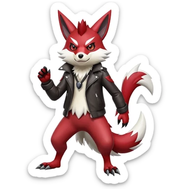Shiny Red Anthro furry Zangoose-Obstagoon-Hybrid (full body) sticker