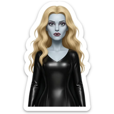 The Bride of Dracula from Universal Monsters with long blonde hair, black metallic long dress sticker