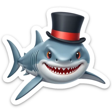 Shark with a top hat sticker